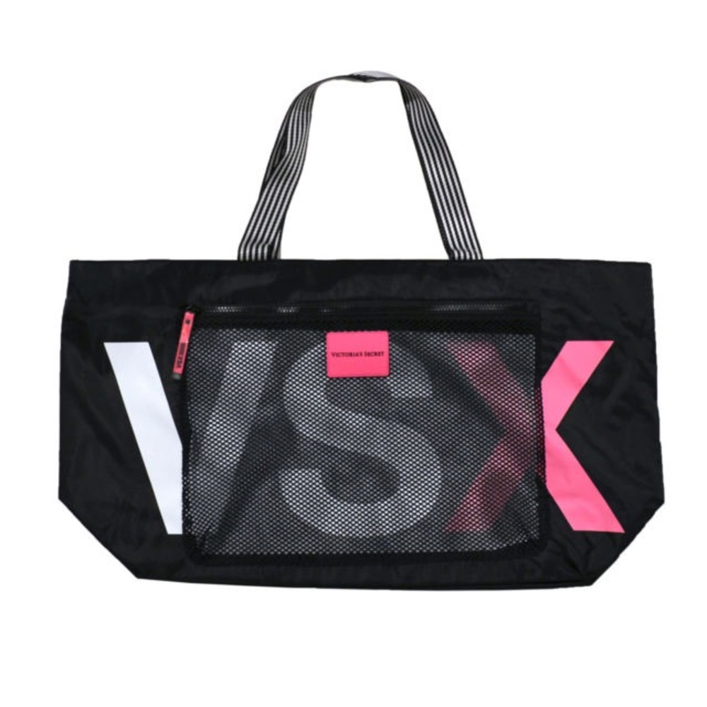 Victoria's Secret Black Tote with Pink and White Accents